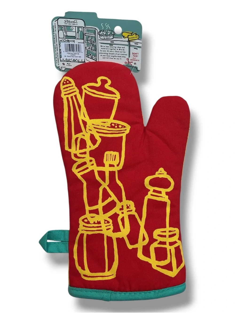 NEW NWT 2021 Blue Q “Mr. Spice Guy” Large 100% Cotton Humorous Oven Mitt